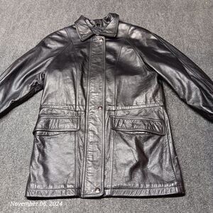 Winlit New York Leather Jacket Women Small Black Mid Length Quilted‎ Lining